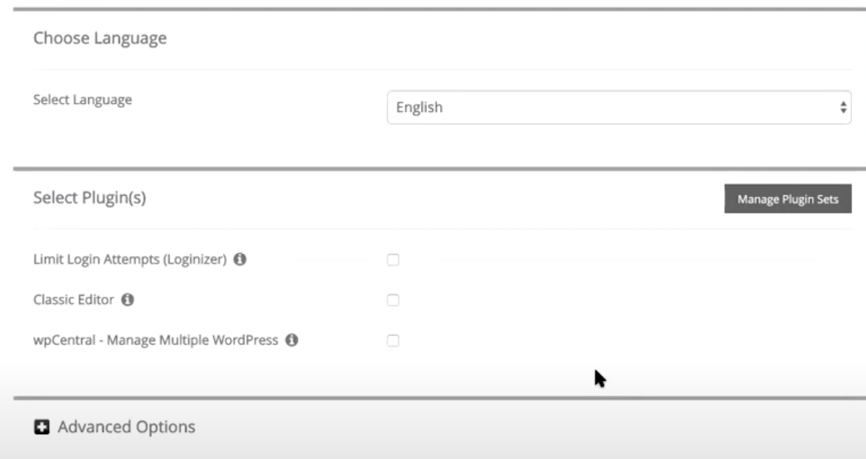 Installing WordPress Leave advance option default settings