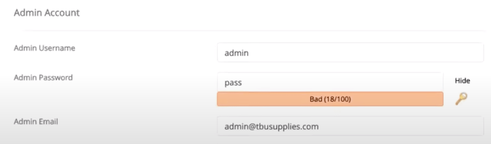 Installing WordPress pick a username and password