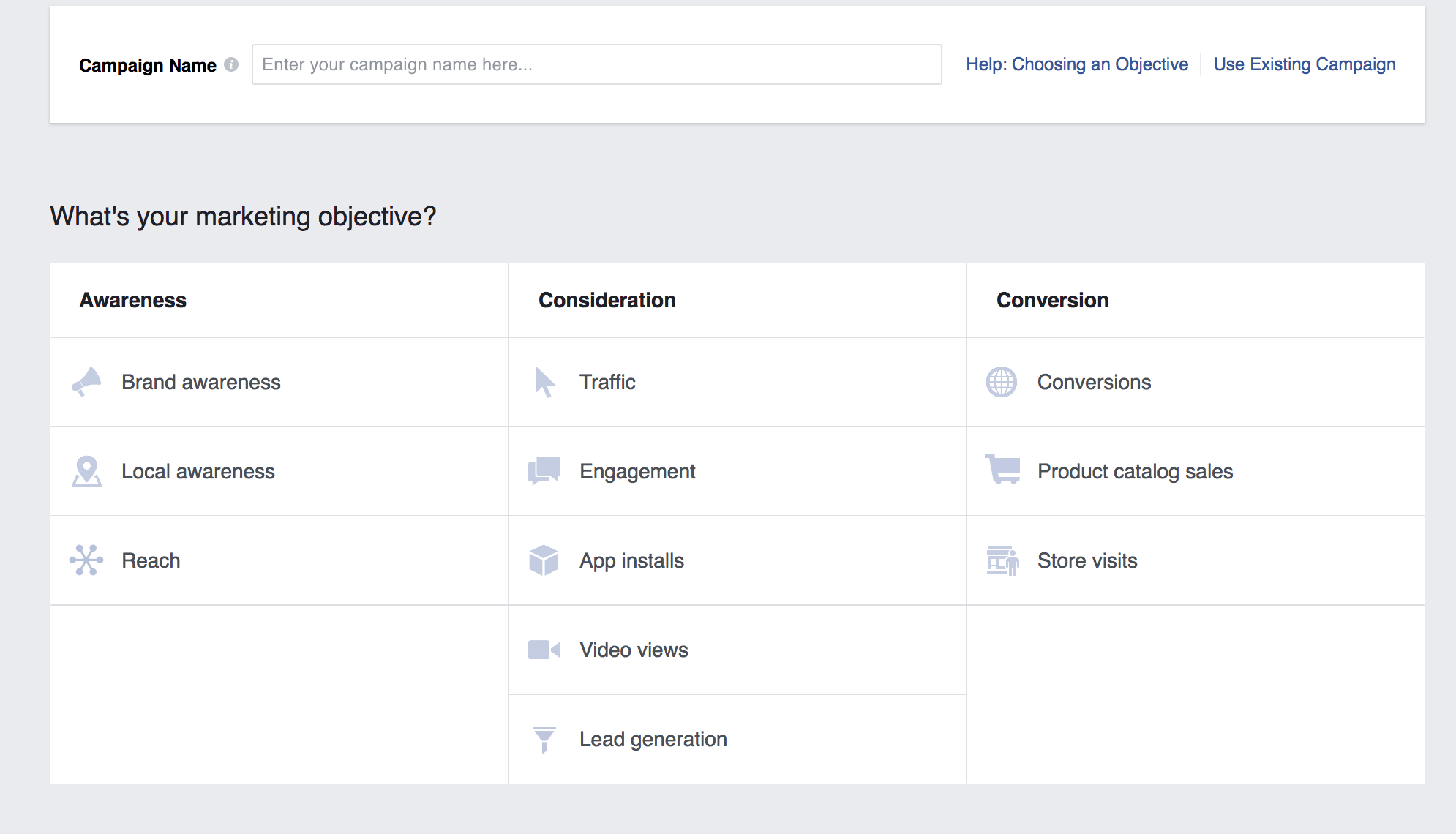 Facebook Ads Campaign Objectives