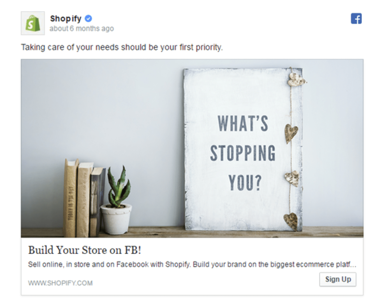 Facebook Ads Shopify Like Page Example