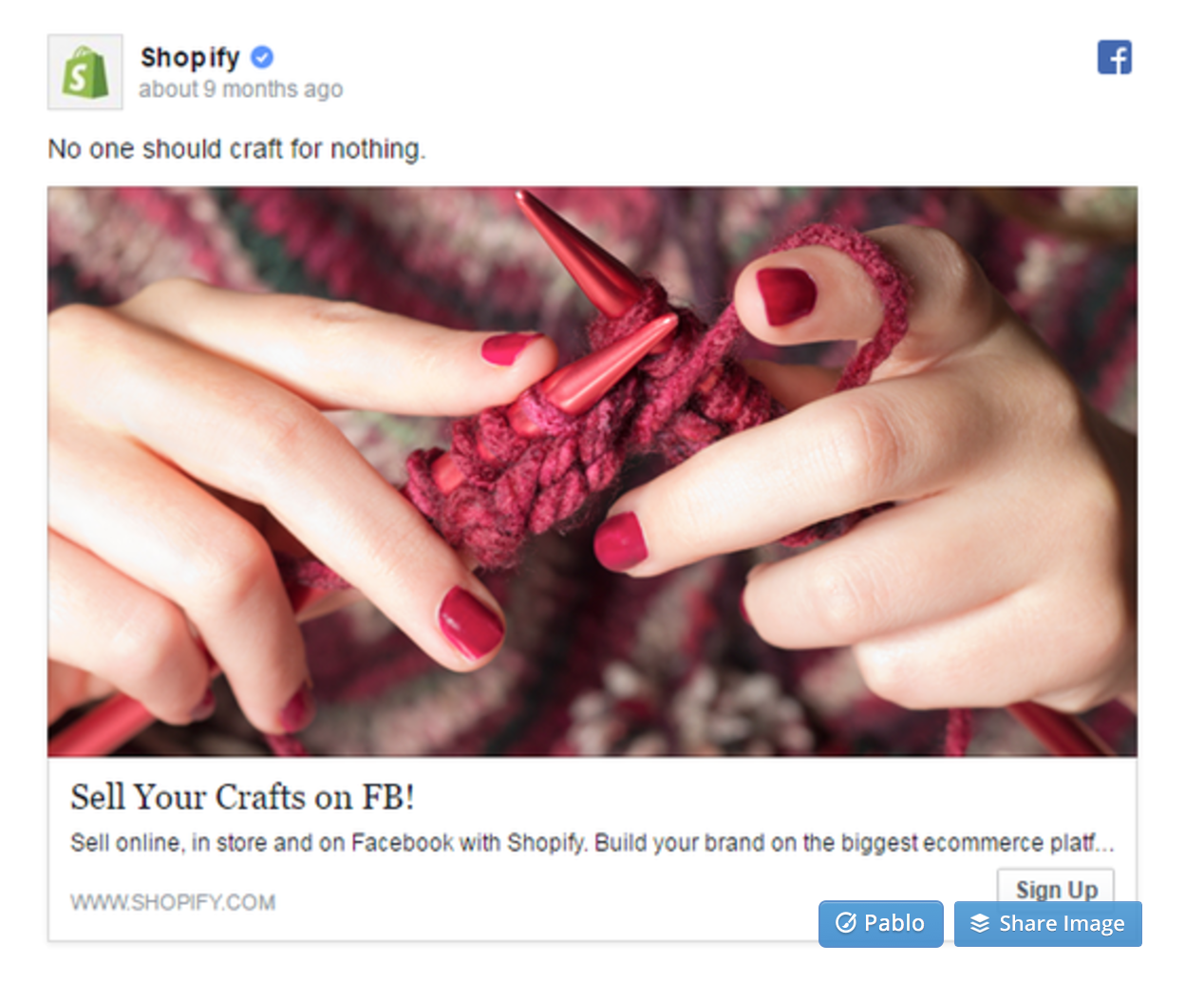 Facebook Ads Shopify Sign Up Example