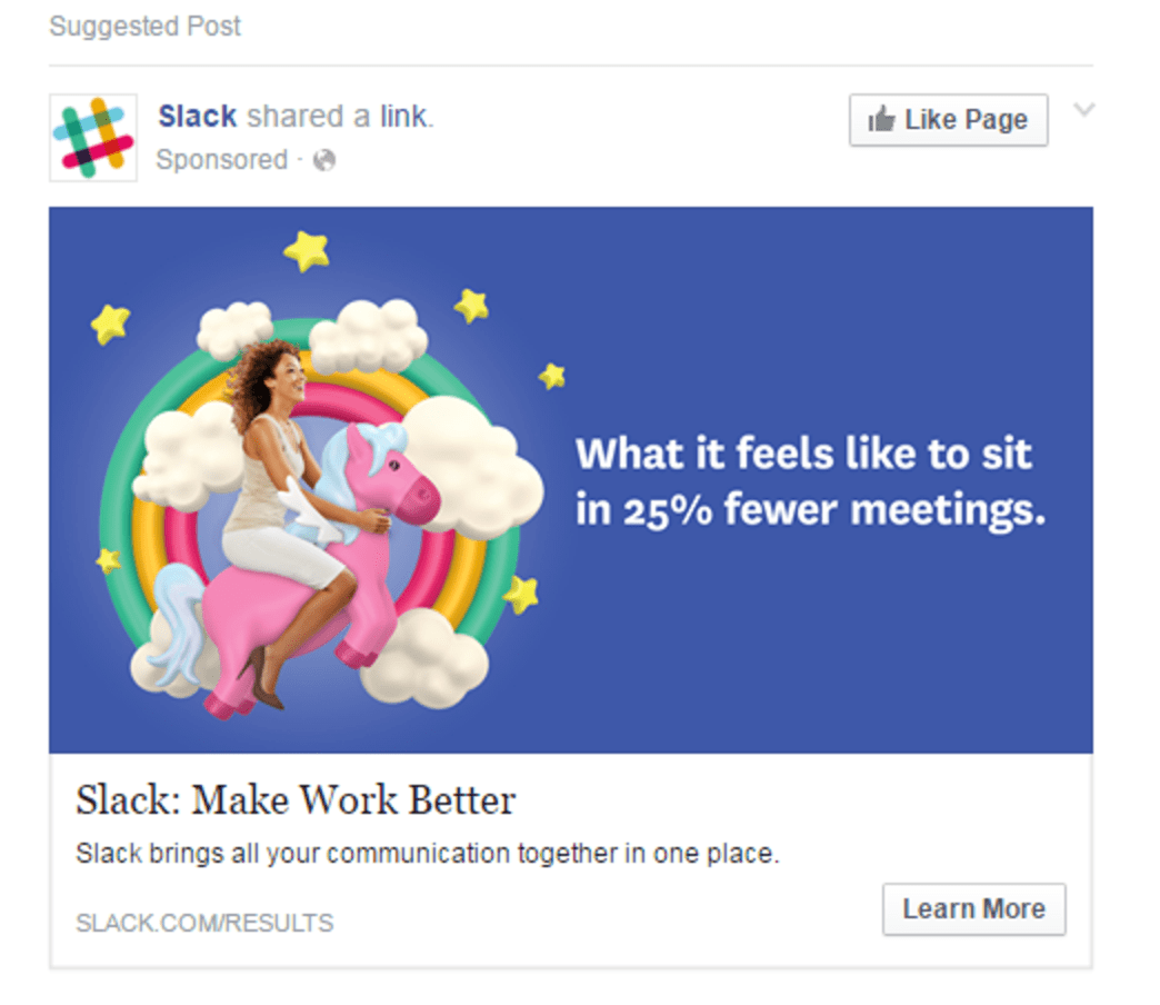 Faceook Ads Slack Engagement Example