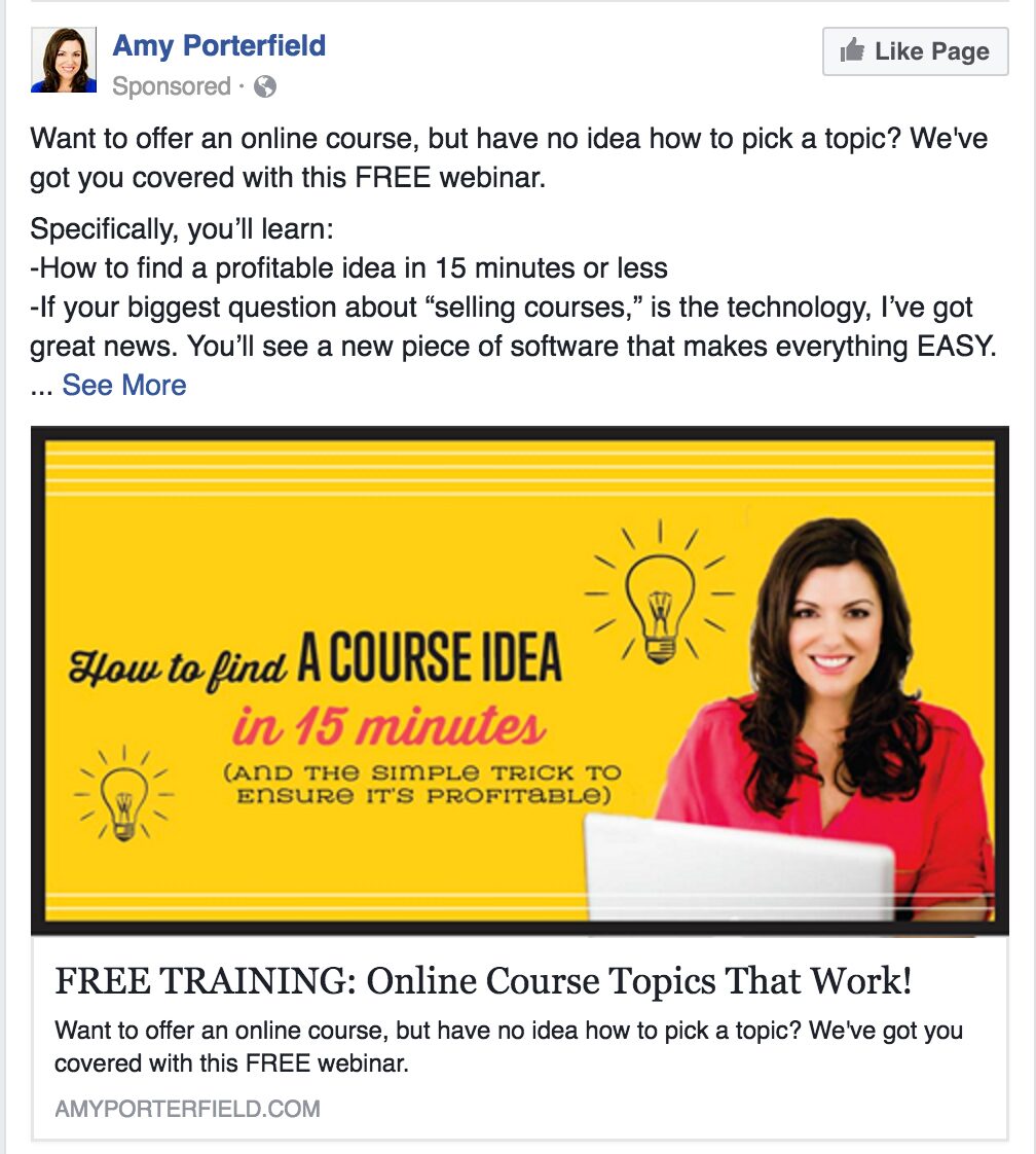 Facebook Engagement Objective Example