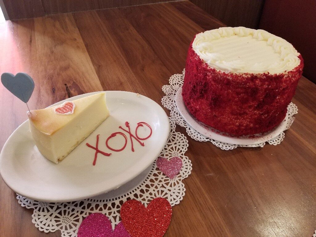 Valentine desserts at Junior's Cheesecake of Boca Raton, Florida.