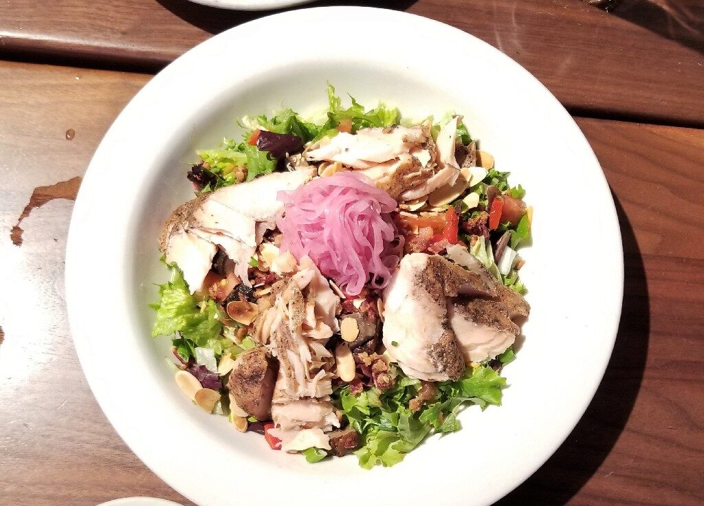 Salmon salad at Junior's Cheesecake of Boca Raton.