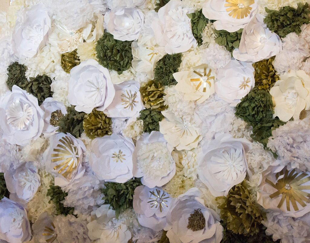 Orlando Bloggers chapter of The Blogger Union flower wall by Lil Epic Designs
