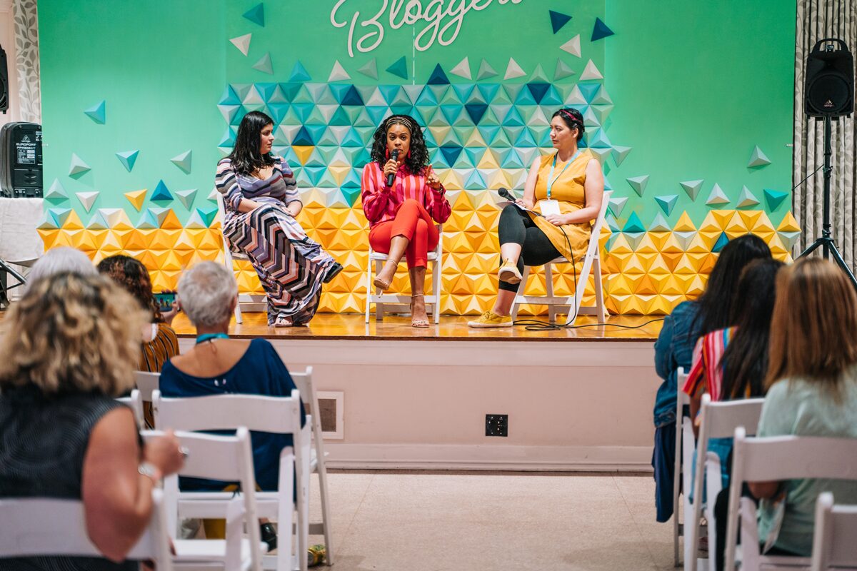 Top Miami Bloggers 2018 - South Florida Blogger Awards - Monetization Panel with Fat Girl Hedonist, Damask Love and Coral Gables Love. Origami backdrop by Dapper Animals