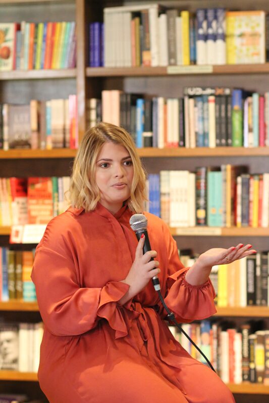 Amy Sedeno speaks at the South Florida Mom Bloggers' and South Florida Bloggers' November 2019 Meetup