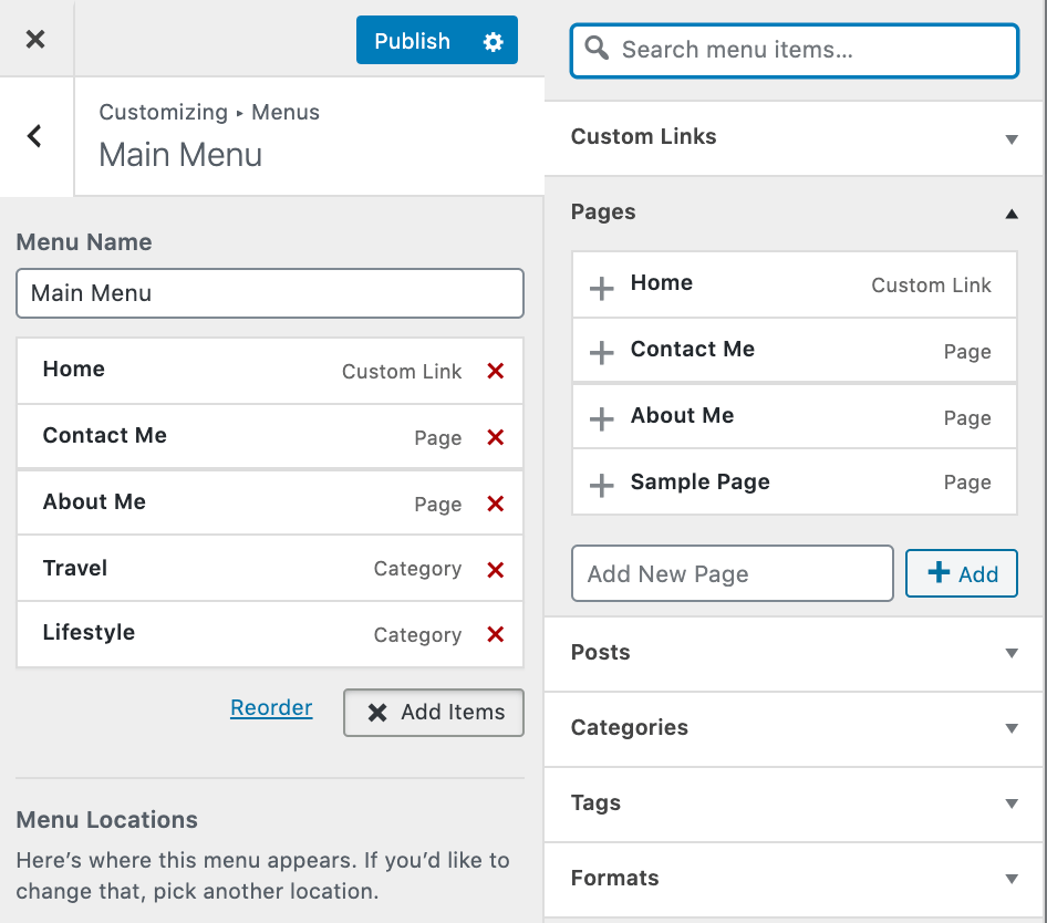 Customizing Your Menu on WordPress