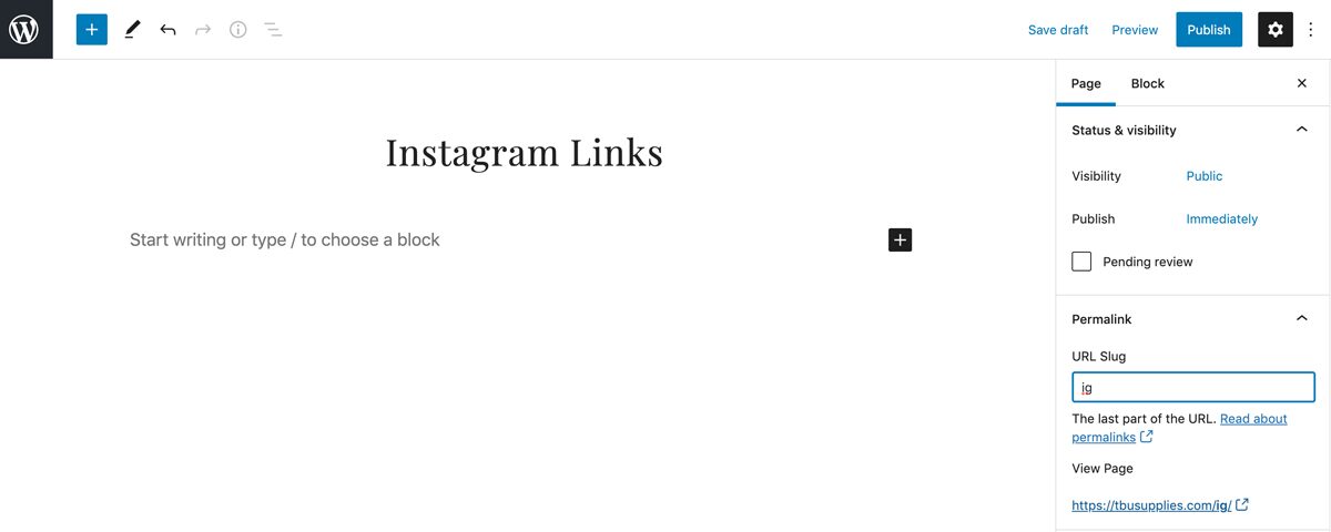 How to create a linktree with WordPress: add a heading to your page