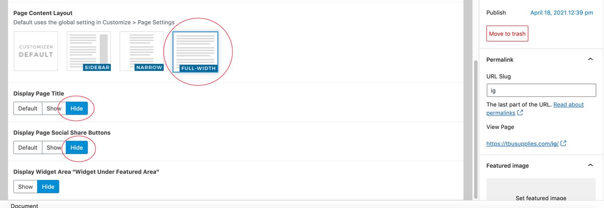 How to create a linktree with WordPress: hide page title settings with sitka theme